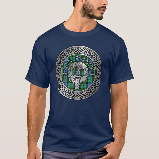 Clan Forsyth Crest & Tartan Knot T-Shirt (Front)