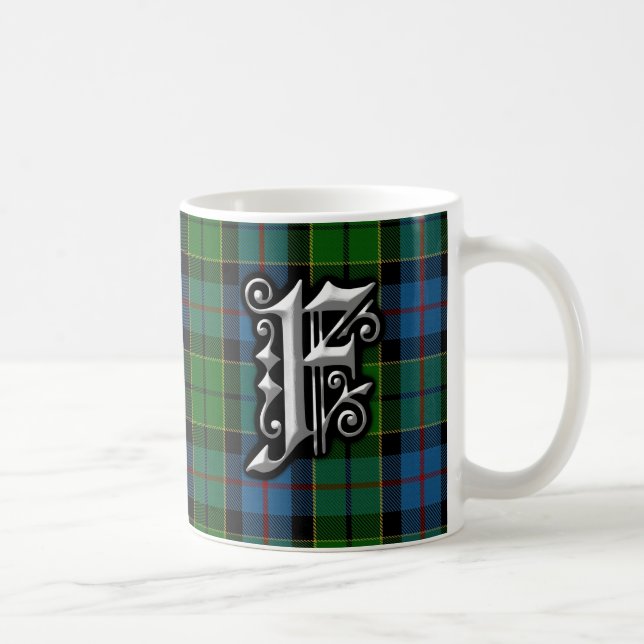 Clan Forsyth Forsythe Letter F Monogram Tartan Coffee Mug (Right)
