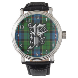 Clan Forsyth Forsythe Letter F Monogram Tartan Watch