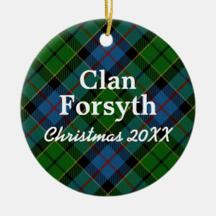 Clan Forsyth Scottish Tartan Ceramic Tree Decoration