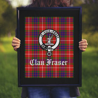 Clan Fraser Crest Badge and Tartan Art Print