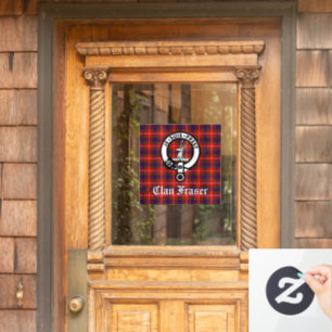 Clan Fraser Crest Badge and Tartan Window Cling