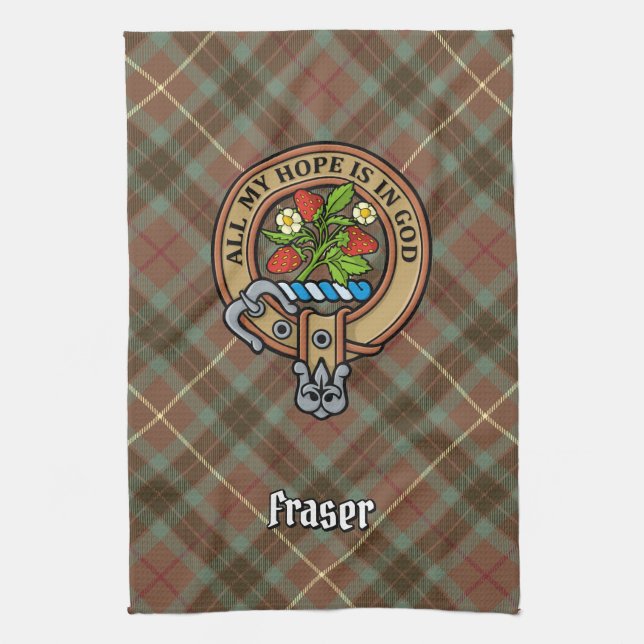 Clan Fraser Crest Kitchen Towel (Vertical)