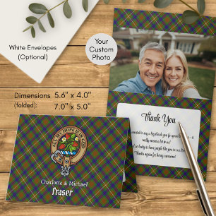 Clan Fraser Crest over Hunting Tartan Invitation