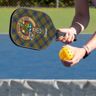 Clan Fraser Crest over Hunting Tartan Keychain Pickleball Paddle