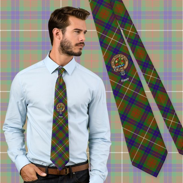 Clan Fraser Crest over Hunting Tartan Tie (Creator Uploaded)