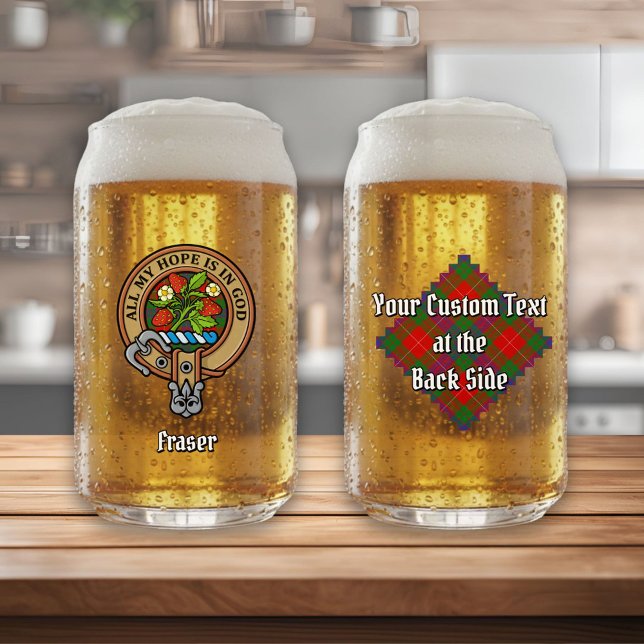 Clan Fraser Crest over Tartan Can Glass (Creator Uploaded)