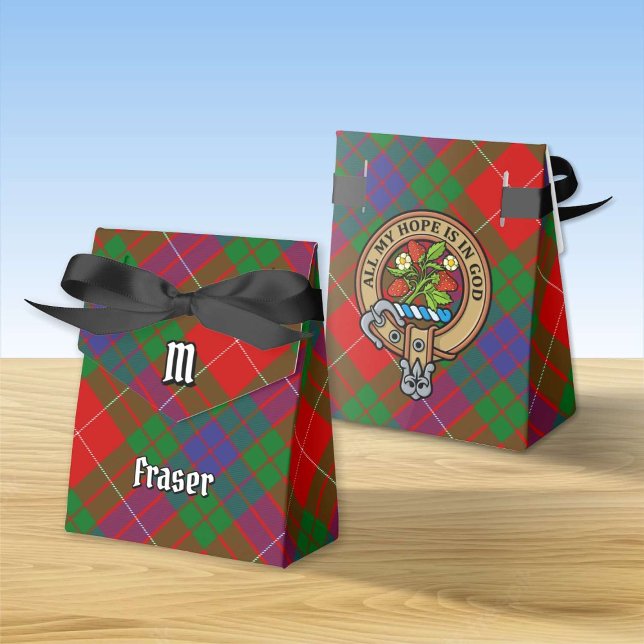 Clan Fraser Crest over Tartan Favour Box (Creator Uploaded)