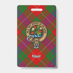 Clan Fraser Crest over Tartan ID Badge
