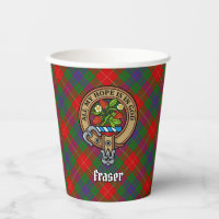 Clan Fraser Crest over Tartan Paper Cups