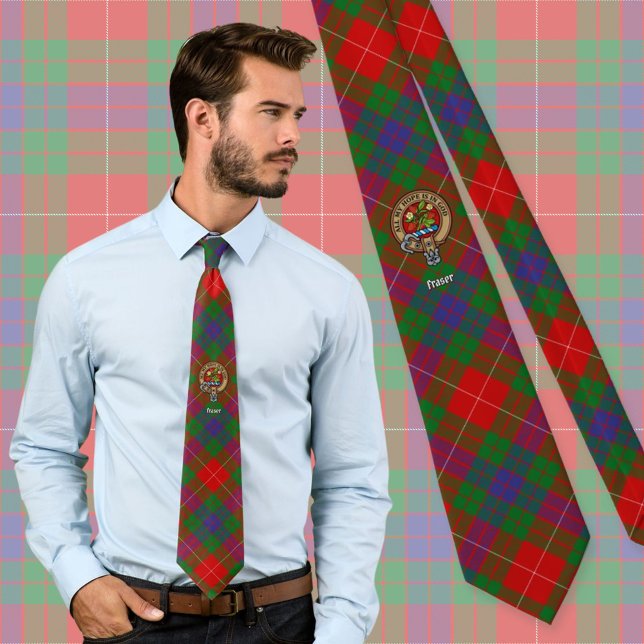 Clan Fraser Crest over Tartan Tie (Creator Uploaded)