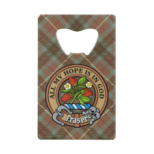 Clan Fraser Crest over Weathered Hunting Tartan