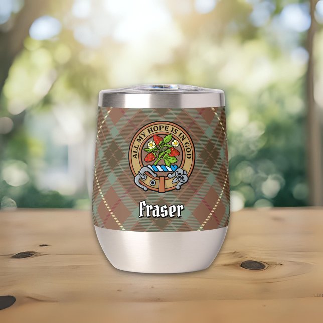 Clan Fraser Crest over Weathered Hunting Tartan (Creator Uploaded)