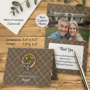 Clan Fraser Crest over Weathered Hunting Tartan Invitation