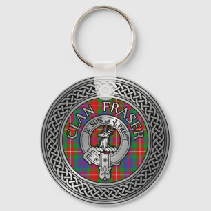 Clan Fraser Crest & Tartan Knot Keychain