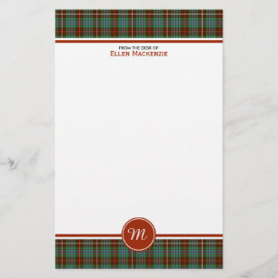 Clan Fraser Hunting Tartan Monogram Stationery