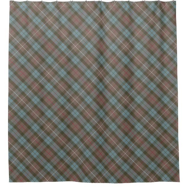 Clan Fraser Hunting Tartan Weathered - Rotated Shower Curtain (Front)