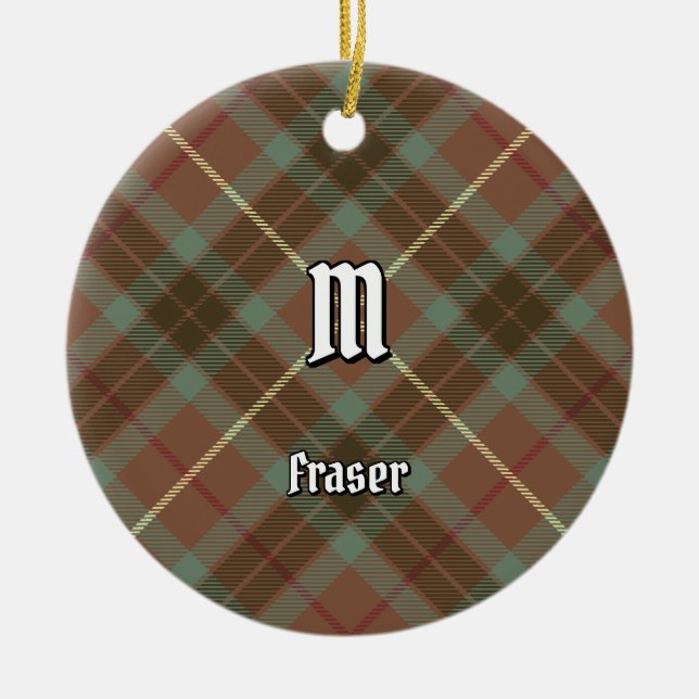Clan Fraser Hunting Weather Tartan Ceramic Tree Decoration (Front)