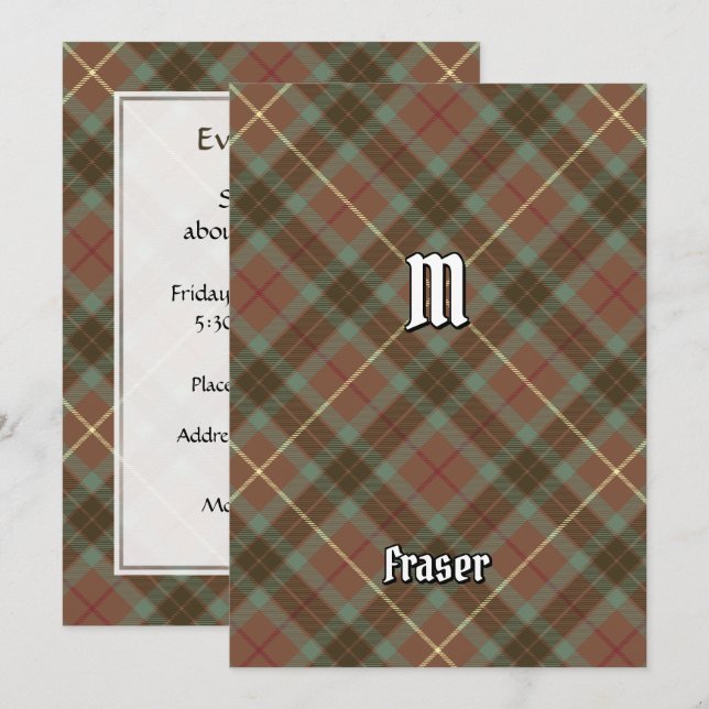 Clan Fraser Hunting Weathered Tartan Invitation (Front/Back)