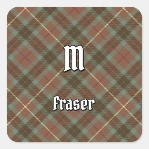 Clan Fraser Hunting Weathered Tartan Square Sticker