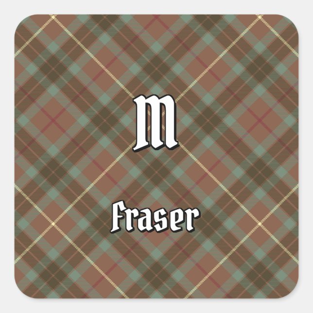 Clan Fraser Hunting Weathered Tartan Square Sticker (Front)