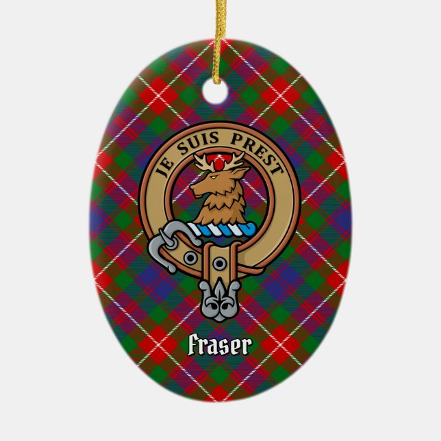 Clan Fraser of Lovat Crest Ceramic Tree Decoration (Front)
