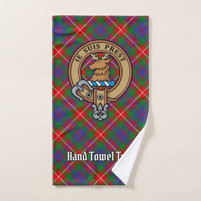 Clan Fraser of Lovat Crest over Tartan Bath Towel Set (Hand Towel)