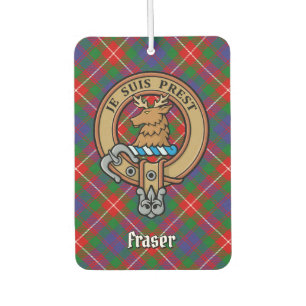 Clan Fraser of Lovat Crest over Tartan Car Air Freshener