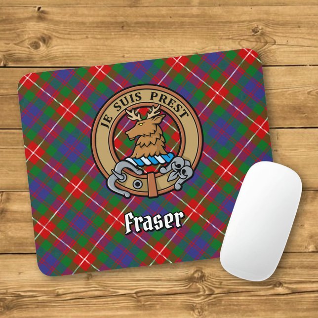 Clan Fraser of Lovat Crest over Tartan Mouse Mat (Creator Uploaded)