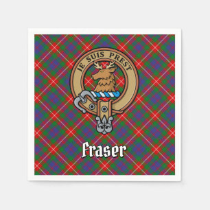 Clan Fraser of Lovat Crest over Tartan Napkin