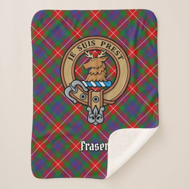 Clan Fraser of Lovat Crest over Tartan Sherpa Blanket