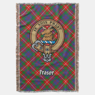 Clan Fraser of Lovat Crest over Tartan Throw Blanket