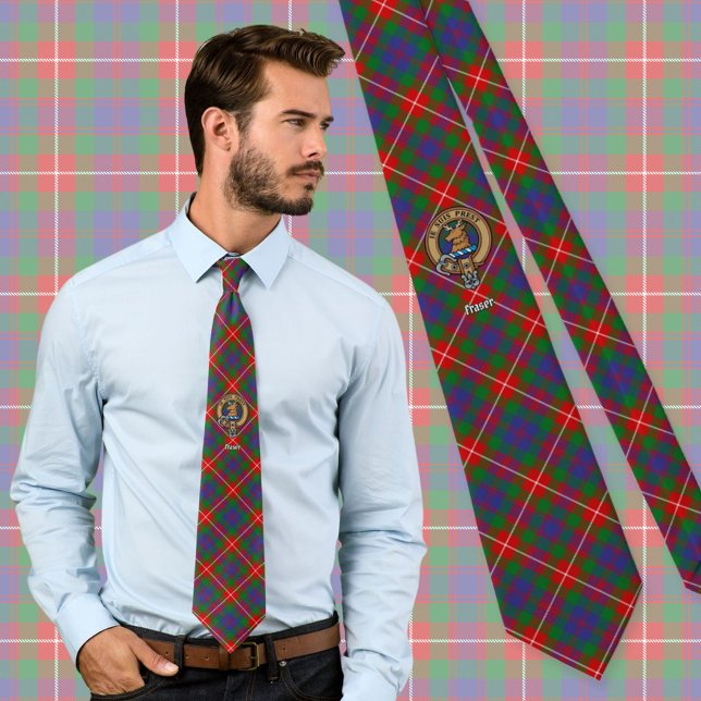 Clan Fraser of Lovat Crest over Tartan Tie (Creator Uploaded)