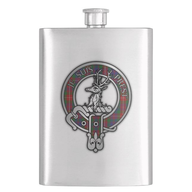 Clan Fraser of Lovat Crest & Tartan Hip Flask (Front)