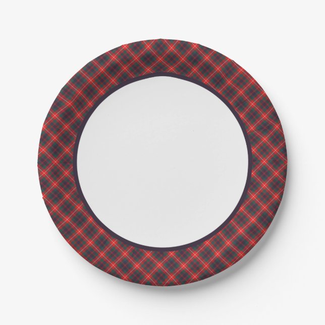 Clan Fraser of Lovat Modern Tartan Border Paper Plate (Front)