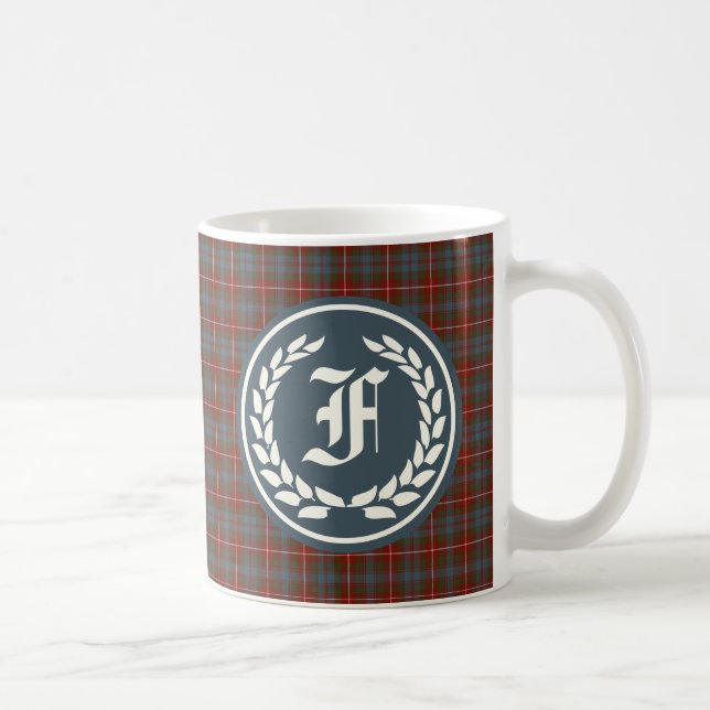 Clan Fraser of Lovat Reproduction Tartan Monogram Coffee Mug (Right)