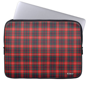 Clan Fraser of Lovat Tartan Red Plaid Monogrammed Laptop Sleeve