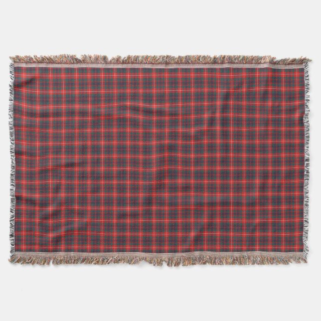 Clan Fraser Red and Navy Modern Scottish Tartan Throw Blanket (Front)