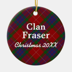 Clan Fraser Scottish Tartan Ceramic Tree Decoration