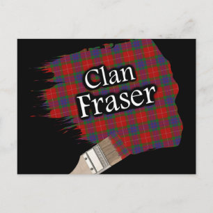 Clan Fraser Scottish Tartan Paint Brush Postcard