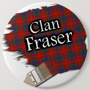Clan Fraser Tartan Paint Brush 6 Cm Round Badge