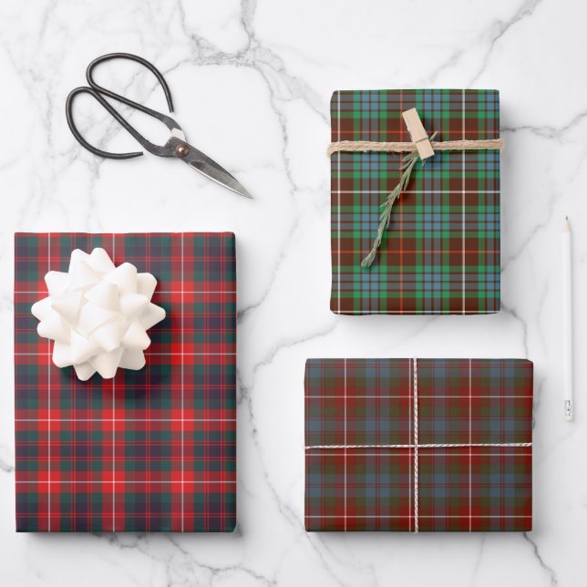 Clan Fraser Tartan Variations Wrapping Paper Sheet (Front)