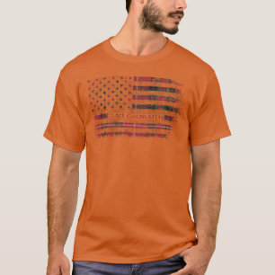 Clan Galbraith Maroon Scottish tartan US flag Scot T-Shirt