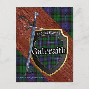 Clan Galbraith Tartan Sword & Shield Postcard