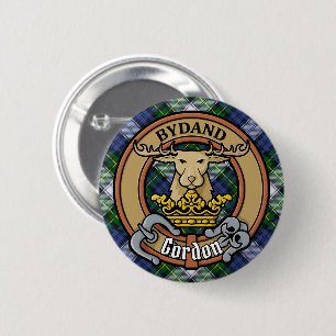Clan Gordon Crest over Dress Tartan 6 Cm Round Badge