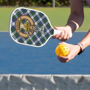 Clan Gordon Crest over Dress Tartan Keychain Pickleball Paddle
