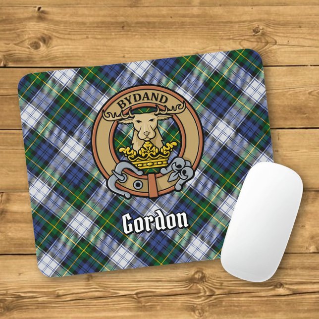 Clan Gordon Crest over Dress Tartan Mouse Mat (Creator Uploaded)