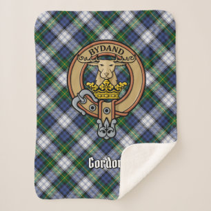 Clan Gordon Crest over Dress Tartan Sherpa Blanket