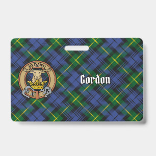 Clan Gordon Crest over Tartan ID Badge