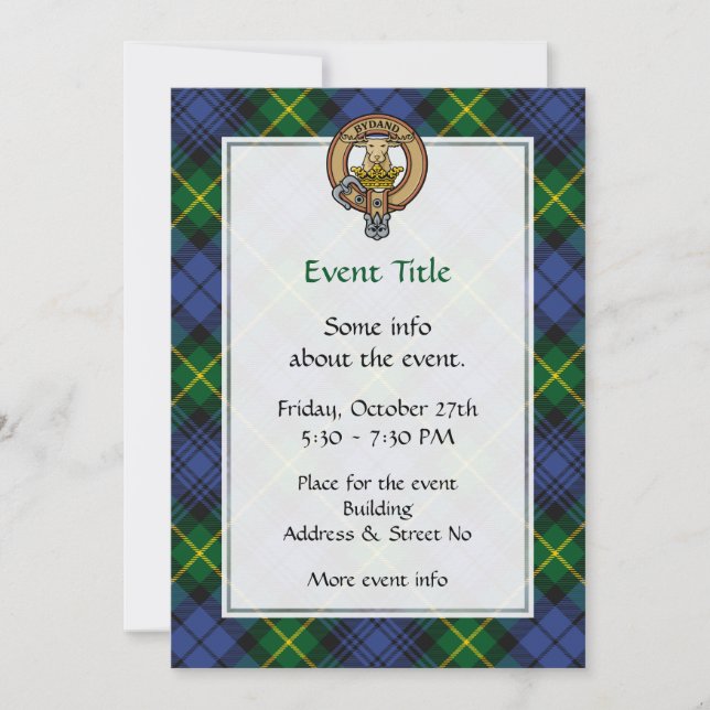 Clan Gordon Crest over Tartan Invitation (Front)